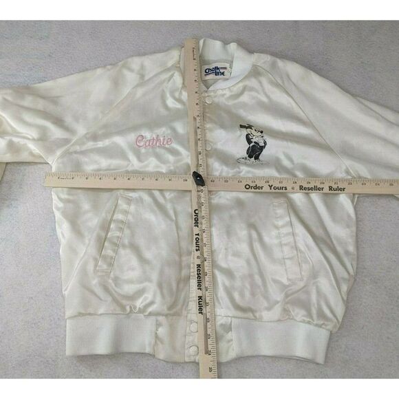 Walt Disney Mickey Mouse Chalk Line Satin Bomber Jacket Large 1987 Sixty Years - Picture 8 of 12